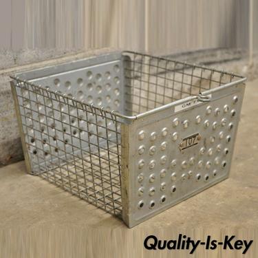 Vintage Kaspar Wire Works Metal Perforated Industrial Storage Gym Locker Basket