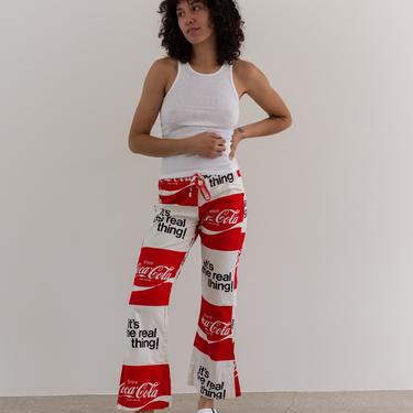 Vintage 26-34 Waist Coca Cola Flares | Coke Pants | Mid Rise Red White Cotton Pants | 