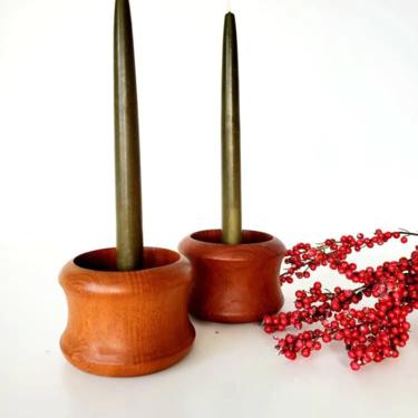 Vintage Goodwood Teak Candleholder Set 