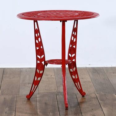 Red Cast Metal Patio Table