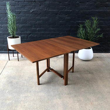 Mid-Century Modern Walnut Drop-Leaf Dining Table 