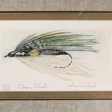 Larry Crawford “Green Ghost” 177/200 Fly Fishing Lure Framed Etching 