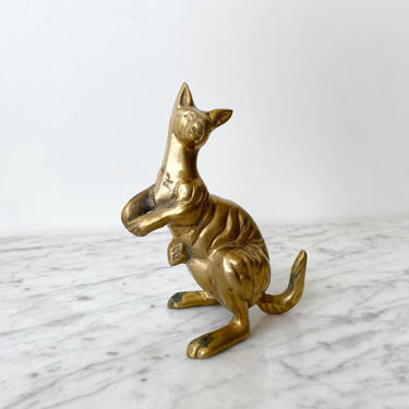 Vintage Brass Kangaroo with Baby 