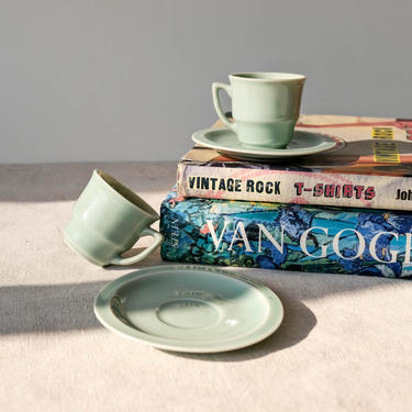 Vintage Pastel Sage Green Espresso or Tea Cup & Saucer Set | Party, Hosting, Table Decor, Tea Party, Coffee | Vintage Porcelain Cup Set 