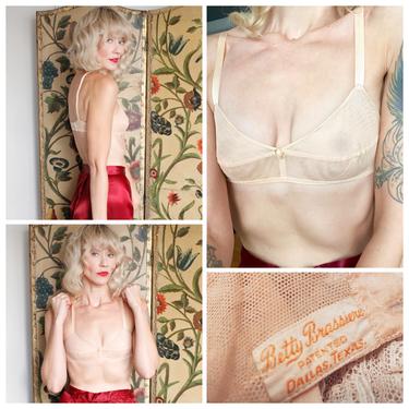 1930s Bra // Mesh Pinkish Beige Bra // vintage 30s lingerie 