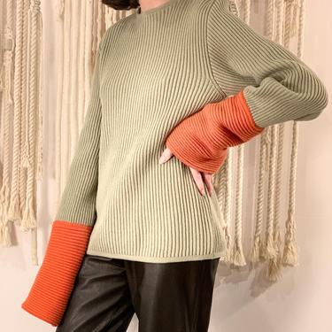 Armani Sage Double Sleeve Sweater