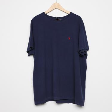 vintage 90s y2k oversize RALPH LAUREN blue & red slouchy POLO t-shirt -- men's size xl 