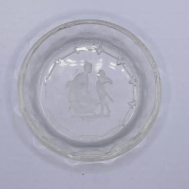 Vintage Stevens & Williams Clear Intaglio Cut Salt Cellar Unusual, Art Glass 