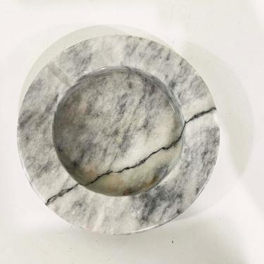 Vintage Gray Marble Ashtray Stone Natural Decor Trinket Ring Dish Tobacciana Smoking Smoker Gift Large Bohoemian Boho Bar Coffee Table 