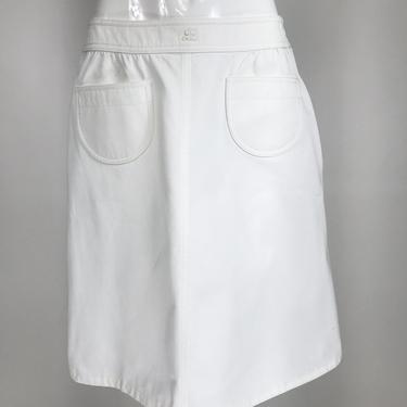 Vintage Courreges White Cotton Twill Pocket Front Skirt 40