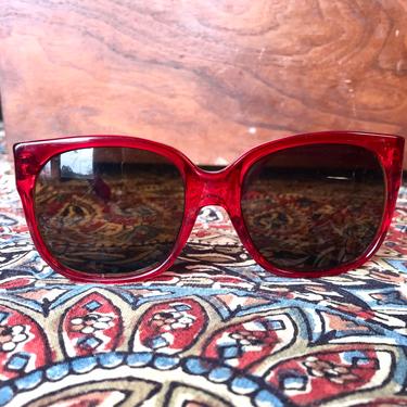 Vintage Red Sunglasses Plastic Frame Black Lens Retro 1990s Fashion Large Frame Glasses 