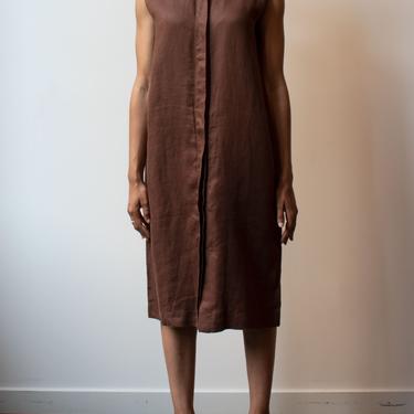 Hermes by Martin Margeila Brown linen sleeveless dress
