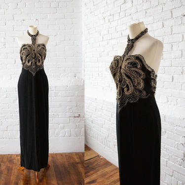 Vintage Black Floor Length Gown 