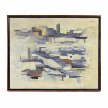 Vintage Mid-Century Modern Abstract Oil Painting J. Hause 