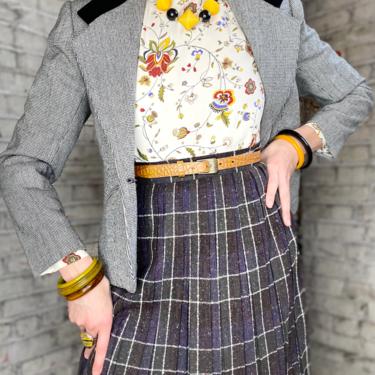 Vintage Pleated Wool Plaid Skirt 