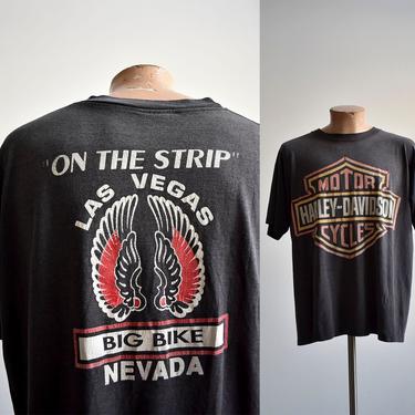 Vintage Harley Davidson Las Vegas ON THE STRIP Tee 