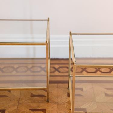 Brass and Glass Side Tables, Pair