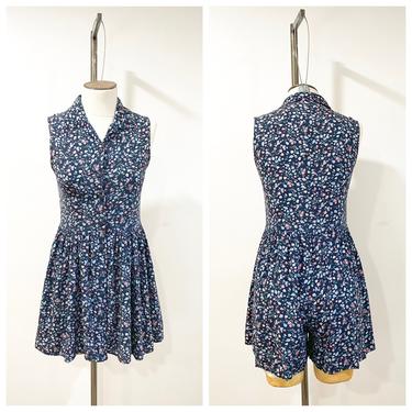 90s floral  button up dress with skort 