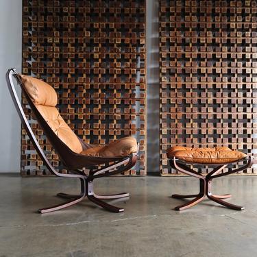 Sigurd Ressell Falcon Lounge Chair and Ottoman by Vatne Mobler circa 1975