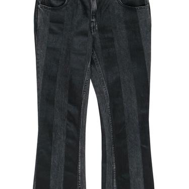 Alexander Wang - Black &amp; Charcoal Striped Coated Straight Leg Jeans Sz 26