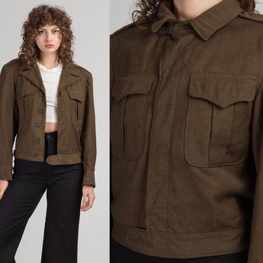 Vintage 1940s WWII Cropped Ike Army Jacket - Men's Small | Retro Eisenhower Olive Drab Military Wool Coat 