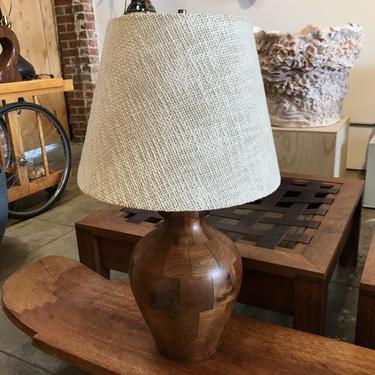 Vintage Hand-Crafted Wood Table Lamp