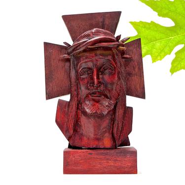 VINTAGE: Hand Carved Jesus Christ Figurine - Jesus Standing Figurine - Christian Catholic - Wood Bust - SKU 25-C1-00013471 