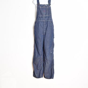 vintage 70s denim bib overalls jeans jumpsuit pants dark hippie boho M clothing 