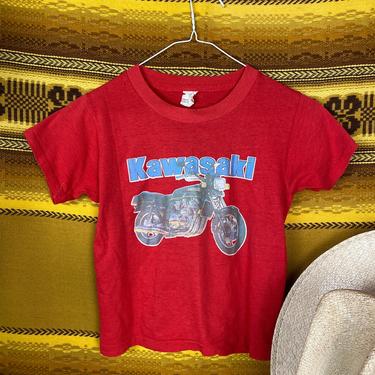 Vintage 1970s Single Stitch “Kawasaki” Motorcycle kids T-shirt 