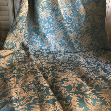 Reserved 19th C French Textiles, Curtains, Drapery, Woven Heraldic Griffon Design, Upholstery Fabric, Project Textiles, French Chateau Decor 