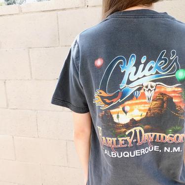 Harley Davidson Chick's New Mexico Tee // vintage faded boho hippie black shirt t-shirt t shirt biker dress motorcycle distressed earth O/S 