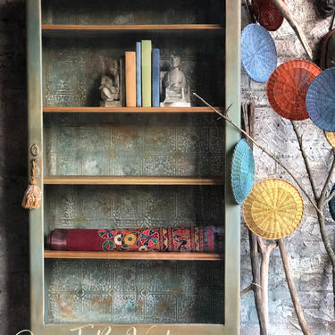 Vintage Bohemian China Armoire Cabinet - Vintage China Cabinet Armoire - Painted Furniture - Vintage Armoire - Boho Chic Cabinet 