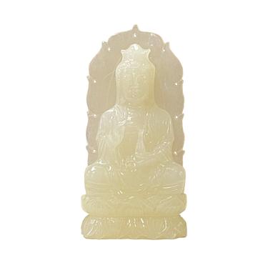 Chinese Off White Color Stone Guan Yin Bodhisattva Avalokitesvara Statue ws1773E 