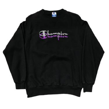 (M) Champion Embroidered Black/Silver/Purple Sweatshirt 082521 ERF