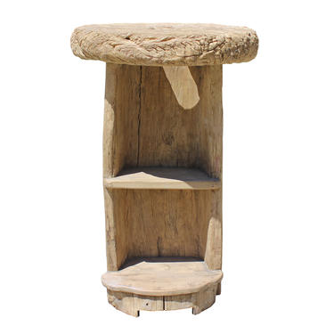 Rustic Raw Wood Round Top Open Display Stand Table cs5128E 