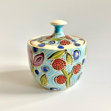Floral Sgraffito Jar