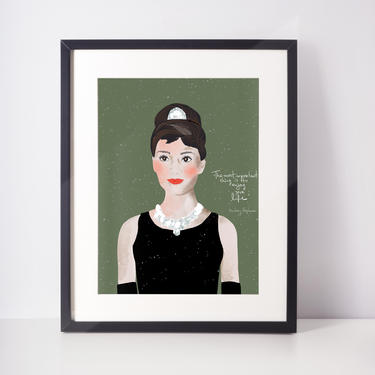 Audrey Hepburn Portrait - Iconic Women - Celebrity Portrait - Cubicle Decor - Dorm Room Decor - Lady Boss gift - Fan Art 
