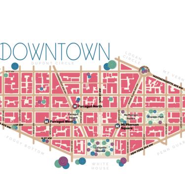 Downtown Washington DC neighborhood map 11x17 inches 