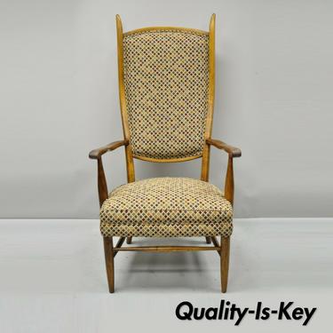 Vintage Mid Century Modern High Back Maple Arm Chair Attr. to Edward Wormley