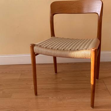 Niels Moller model # 75 dining chair in aged teak and new Danish Paper Cord, desk chair, bedroom chair 