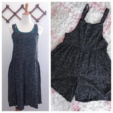 Vintage 90s Black and White Romper Overalls Small 