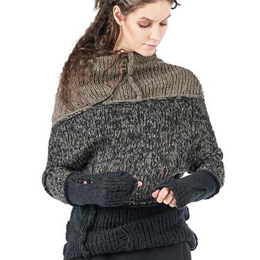 Trilaro Asymmetric Paneled Hand-Knit Pullover