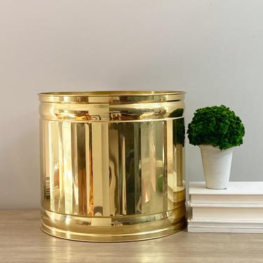 Large Bristol Brass Planter Drum Barrel Indoor Gold Shiny Planter Pot Container 