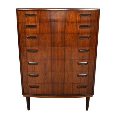 Danish Modern Mid Century Rosewood Bow Front Highboy Dresser by PMJ 