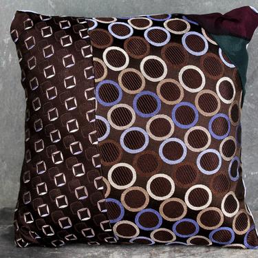 Necktie Pillow, One of a Kind Up-Cycled -7&quot;x7&quot; Pillow Made from Up-Cycled Vintage Silk Ties - Pillow Form Included | FREE SHIPPING 