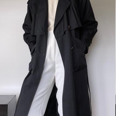 vintage black rain jacket / lined minimalist trench coat size us 10 
