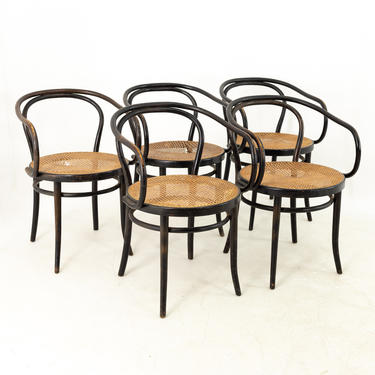 Thonet Stendig Bentwood Mid Century Cane Dining Chairs - Set of 5 