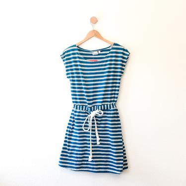 Melody Dress in Organic Teal Stripes