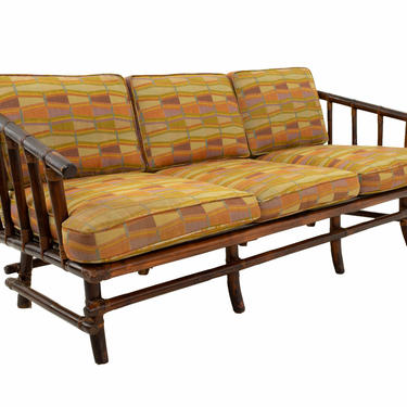 John Wisner for Ficks Reed Style Bamboo Mid Century 3-Seater Sofa - mcm 