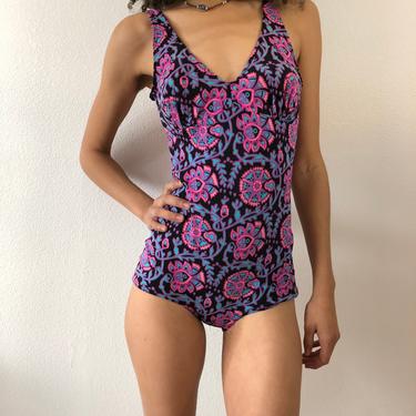 Vintage Printed One Piece Swimsuit 